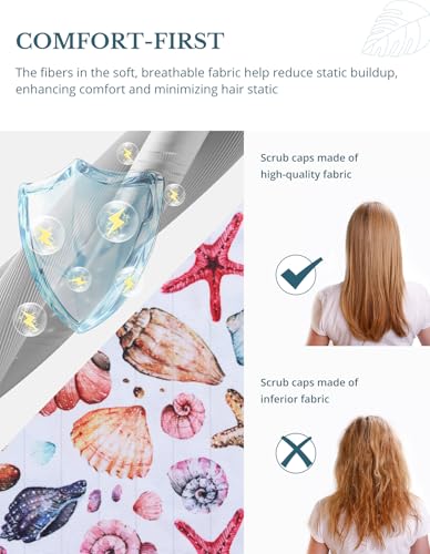 Image of Scrub Caps for Women with Buttons, Classic Surgical Caps | Double-Sided Printed, Adjustable,Long Hours, Sweatbands, Fabric Help Reduce Static Buildup