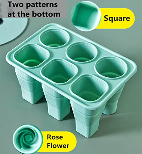 Popsicle Molds,Collapsible Popsicle Molds,6 Pieces Silicone Ice Pop Molds BPA Free Reusable Easy Release Ice Pop Make,Two Functions Ice Cube Trays (Green) - Thumbnail 6