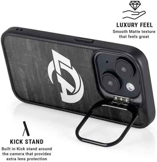 Skinit Kickstand Phone Case Compatible with iPhone 13 - Officially Licensed NFL Los Angeles Rams Black & White Design