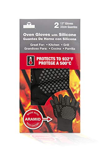 Nouvelle Legende Extreme Heat Flame And Cut Resistant Aramid Flexible Hot Gloves With Silicone Dots 2 Pack #TOP2
