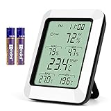 Indoor Hygrometer Thermometer with Alarm Clock Digital Temperature Humidity Meter with Large Screen, Multifunctional Temperature and Humidity Meter Monitor for Home, Office, Bedroom and Greenhouse