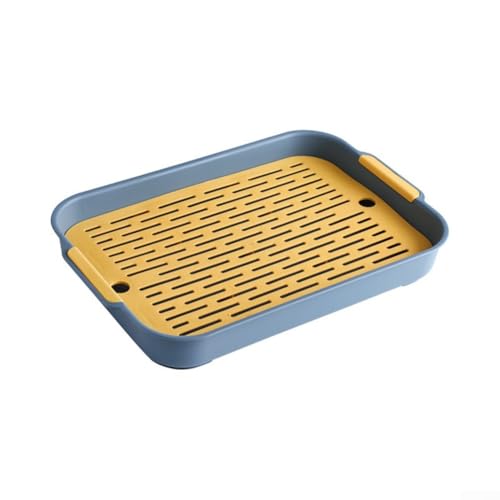 Lettiera per gatti in plastica, con coperchio aperto, spazio extra large, 36,5 x 24,5 x 4,9 cm, facile da pulire, grande per piccoli animali (D)