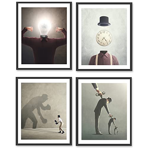 Creative Abstract Man Surreal Art Canvas Print Weird Wall Art Surrealism Poster Minimalist Depth Artistic Pictures Retro Painting Home Office Decor Artwork Unframed (8"X10" Unframed, Creative Surreal Art) #TOP18