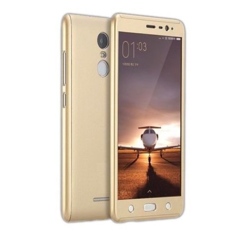 Crazy Sutra 360 Degree Full Body Protection Front & Back Case Cover (iPaky Style) with Tempered Glass for Xiaomi Redmi Note 3 (Gold)