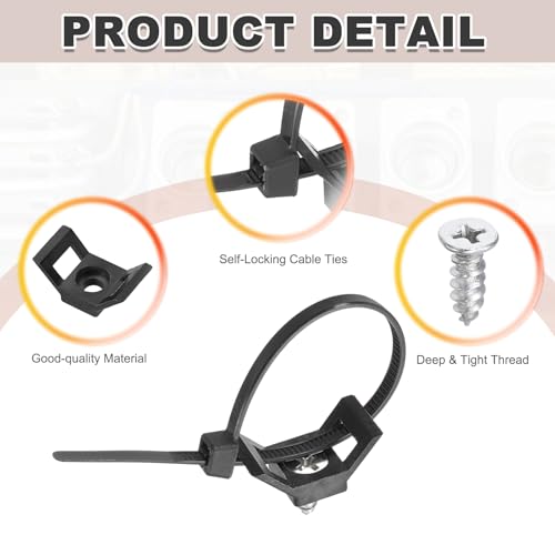Ensemble de pinces de support de rangement de fils noirs avec attaches 15.2cm