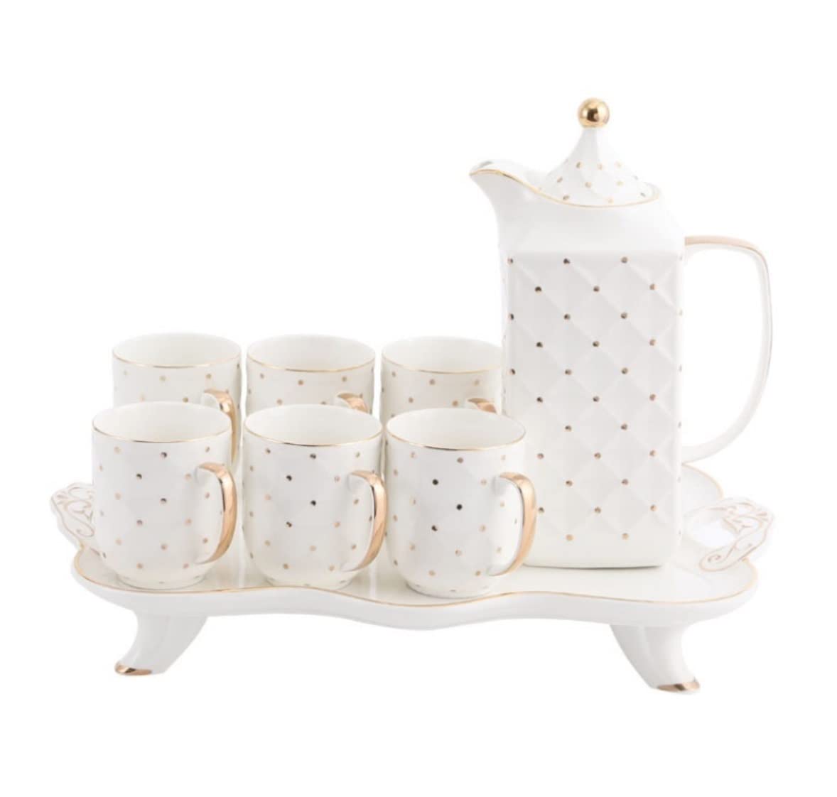 zestaw do herbaty， Zestaw do herbaty Zestaw filiżanek do kawy Zestaw filiżanek do herbaty Ceramiczne zestawy do herbaty Zestaw filiżanek do kawy Prosty 8-częściowy europejski zestaw do herbaty z porce
