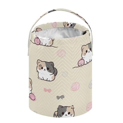 Image of Tatenale Crochet Bag Yarn Bag Knitting Project Bag with Pockets and Handle Portable Yarn Storage Organizer Tangle Free 8.3x11 Inch Cats Cute
