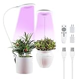 Lampe Horticole Led Spectre Complet 10W Plante Interieur, 56 LED Grow Light de Croissance pour Mini Plantes, 10 Niveaux de Luminosité, Minuterie 4/8/12H Auto, Col de Cygne Flexible à 360°   Lot de 2