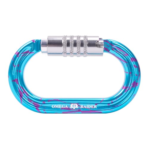 Omega Pacific Raider Professional Carabiner - NFPA 2500 Certified 3-Stage Quik-Lok System, High-Strength Aluminum Construction, Keylock Design, Tactical Rescue Equipment - Blue Crush