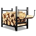 GREENER Small Firewood Rack Indoor Log Holder Wood Storage For Fireplace, Heavy Duty Metal Firewood Holder with Removable Holders, Up-Loaded to 120lb, Size: 17.7“L*11.8" W*16.2" H