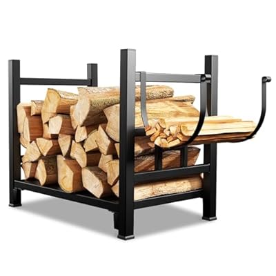 GREENER Small Firewood Rack Indoor Log Holder Wood Storage For Fireplace, Heavy Duty Metal Firewood Holder with Removable Holders, Up-Loaded to 120lb, Size: 17.7“L*11.8" W*16.2" H