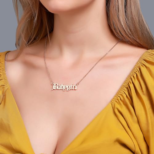 Elegant Old English Font Babygirl Pendant Necklace - Clavicle Chain Necklaces Jewelry for Women3