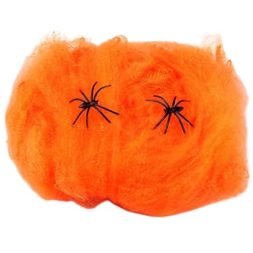 AYVRUOP Ragnatela di Decorazione di Halloween,100g Ragnatela Arancione e 30 Pezzi Ragni Neri,Halloween Decorazioni,Ragnatela Halloween Decorazione,Decorazioni di Halloween,Decorazione Horror