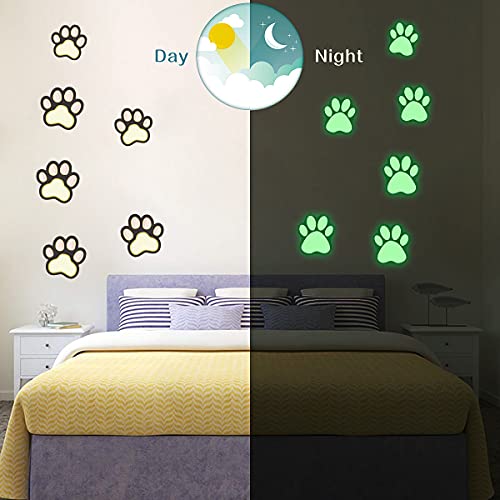 Mesu 22 Pcs Paw Print Luminous Decals Glow In The Dark Cat Dog Footprint Decorative Stickers Kids Room Ceiling Decor Paw #TOP2
