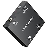 LiNKFOR 2-Kanal Mini Audiomixer, 3,5 mm Audio-Mischpult mit USB-C Stromversorgung, Goldkontakte, Tragbar für PC, Smartphone, Tablet, MP3 – Inkl. 2 x 3,5mm Kabel & Traceless Tape