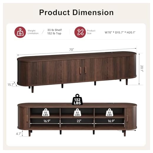 OneBlis 70" Mid Century Modern TV Stand