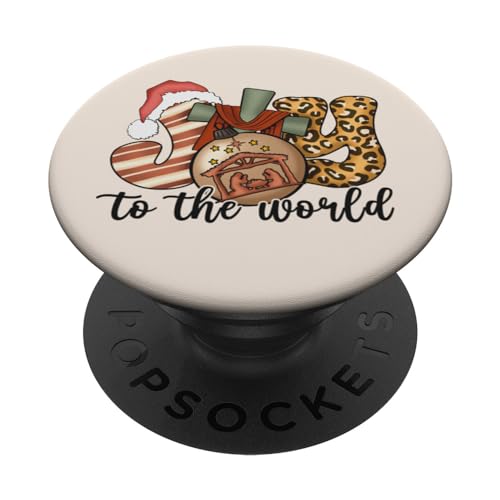 JOY TO THE WORLD Cristiano Navidad Jesús Nacimiento Natividad PopSockets PopGrip Intercambiable