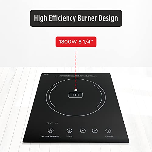 Summit Sinc1110 12-Inch 1-Burner Built-In Digital Electric Induction Cooktop With 7-Piece Cookware Set, Jet Black Glass, 115V, 1800W, Led Display, 8-Power Level, Timer, Easy Plug-In, Easy To Clean #TOP5