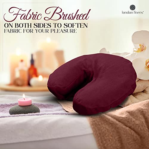 LONDON LINENS Premium Extra Thick 100% Cotton Flannel Massage Face Cradle Cover, Includes 4pcs (4, Burgundy)