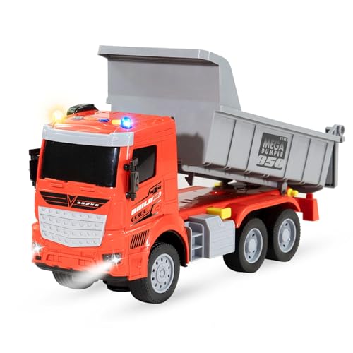Image of Amazon Brand - Jam & Honey Bump and Go Trucks for Kids | Dumper Truck for Kids for Age 3+ Years | Red Grey