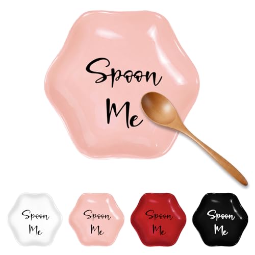 Funny Ceramic Spoon Rest for Kitchen Counter Stove Top, 5.8 Inch Heat-Resistant Utensil Holder for Cooking, Spoons, Ladles, Tongs, Cute Kitchen Decor, Housewarming Gift for Women Men (Pink)