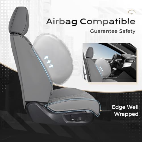 Image of Coverado Car Seat Covers Full Set, Automotive Front and Rear Seat Covers with Backrest, Nappa Leather Car Seat Protectors Waterproof, Universal for Most Vehicles