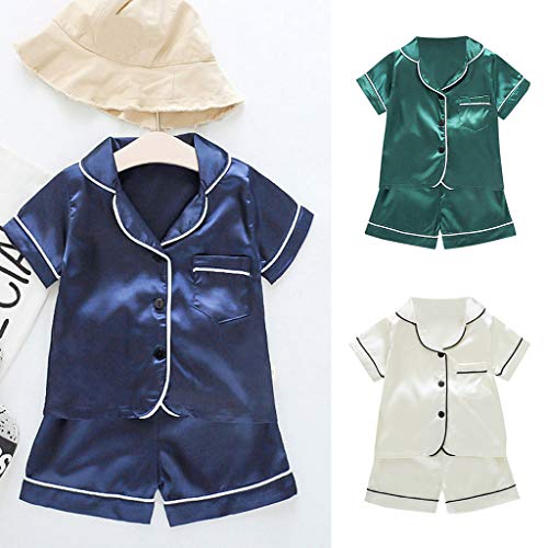 Children's Nightgowns Toddler Kids T Clothes Girl Set Boys Solid Baby Shorts Shirt Girls Satin Kimono Robe 12-18 Months White #TOP2