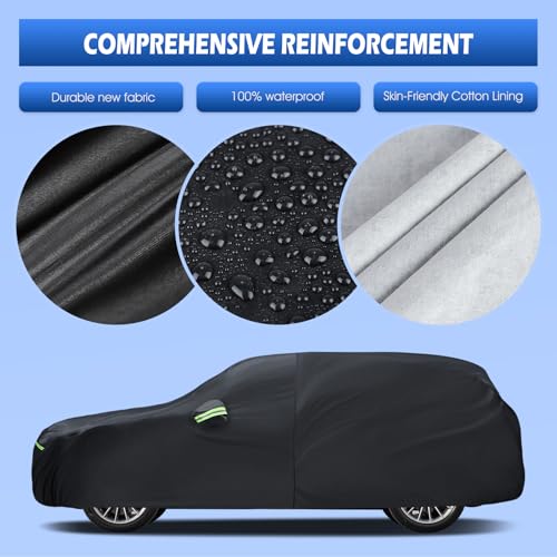 Image of Car Cover Fit for Mercedes Benz E-Class Sedan E300 E350 E450 /E43 E53 E63 AMG (2006-2026), Migaven Waterproof Full Exterior Cover Sun Rain Protection with Door Zipper, Black