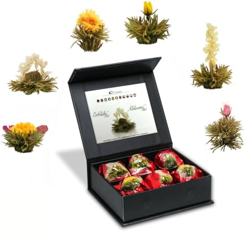 Creano Teeblumen Mix 6er ErblühTee "Weißer Tee" in edeler Magnetbox mit Silberprägung