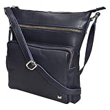 Wise Owl Genuine Leather Crossbody Handbags & Purses for Women -Premium Crossover Over the Shoulder Bag (Navy Nappa)