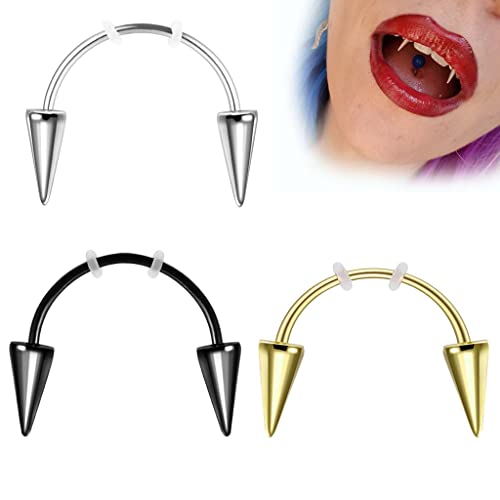 Unhas de lábio de aço inoxidável Drácula Devil Dentes sugadores de sangue Piercing Jóias Fundamentos