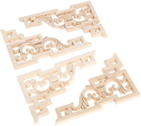 MUXSAM 8pcs Wood Carved Mouldings Decal Corner Onlay Applique Frame for Furniture Wall Unpainted Home Cabinet Door Decor Craft 15x10cm