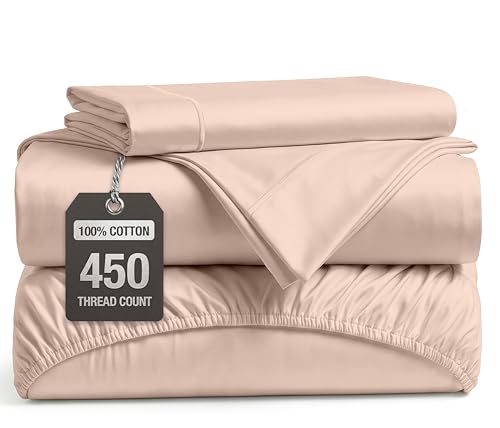 Image of LANE LINEN Twin Cotton Bed Sheets - 450TC Premium Combed Sateen, Sepia Rose