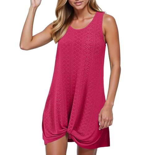 Robe unie de plage sans manches finitions soignées pour un look chic