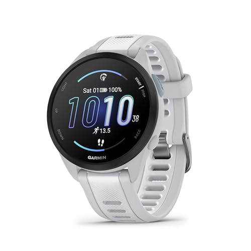 Garmin Forerunner® 165, Running Smartwatch, 43mm, Whitestone | Essential Training & Recovery…