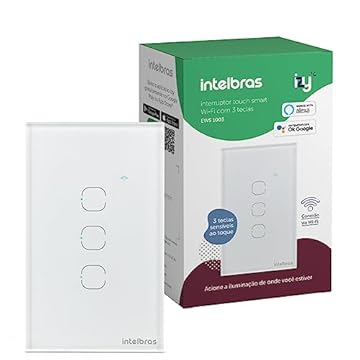 Interruptor Touch Inteligente Compatível Com Alexa Com 3 Teclas EWS 1003 Branco Intelbras
