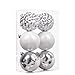 Valery Madelyn 6ct 100mm Frozen Winter Silver White Shatterproof Christmas Ball Ornaments Decoration,Themed with Tree Skirt(Not Included)