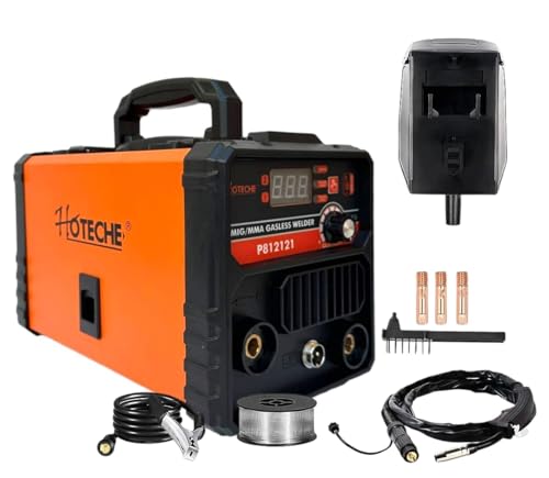 Saldatrice Multifunzione IGBT Inverter MMA + MIG Filo Continuo NO GAS 400A con Display Digitale Ventola di Raffreddamento Saldatrice Portatile Saldatura MIG MMA include Maschera, Torcia e Bobina