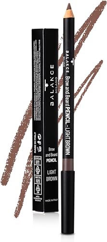 BALANCE MILANO – Matita 2 in 1 per Sopracciglia e Barba – Matita Sopracciglia Make Up Waterproof, Lunga Tenuta, Texture Morbida – Made in Italy – Cura della Barba (LIGHT BROWN)