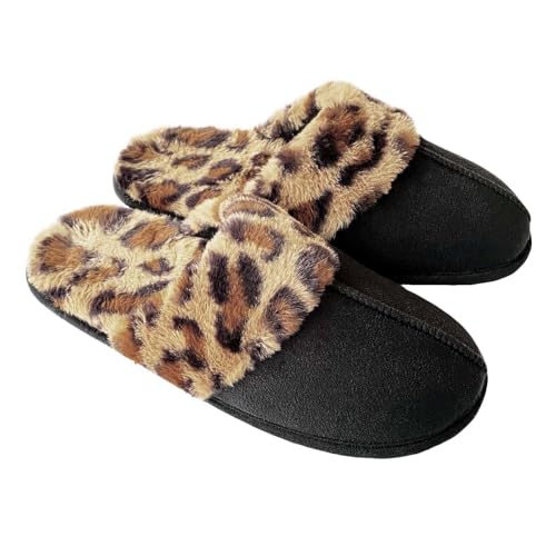 Image of ProductPro Ladies Memory Foam Slippers, Leopard Size 6-7