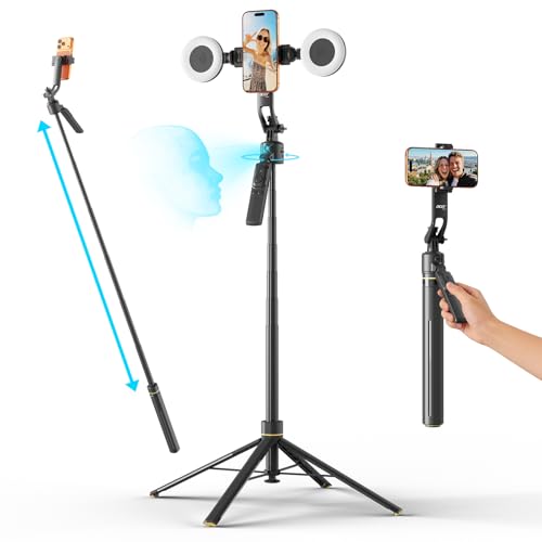 Image of Acer Gadget Auto Face Tracking Tripod for iPhone - Gesture Control Detachable Mini Ring Light 64 inch 360 Degree AI Tracking Phone Tripod for Vlogging YouTube TikTok Video Recording