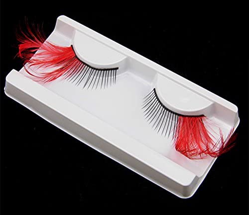 Dorisue Red Feather Eyelashes Halloween eyelashes Mad hatter accessories Sexy Feather Lashes RED Winged Costume Color Extra Extension false Eye Makeup Party Show Dramatic