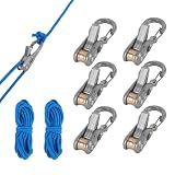 Penitue 6 Stücke Edelstahl Paracord Versteller, Seil mit Rollen Spanner & 2 Stück 3m Nylonkord Zugwerkzeug Passend für 2mm/3mm Seile beim Camping Bootswandern Wandern
