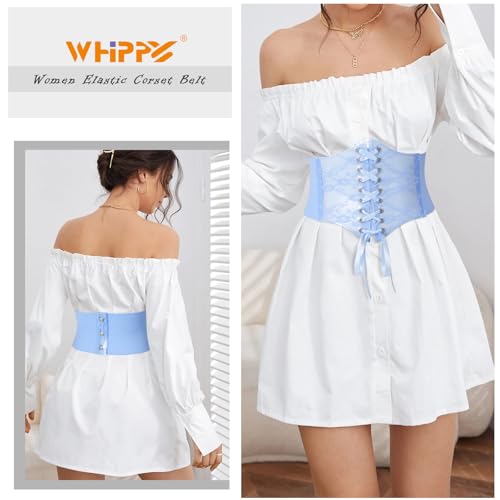 WHIPPY Women Lace-up Corset Waist Belt Transparent PVC Lace Crochet Petal Elastic Wide Belt for Dress2