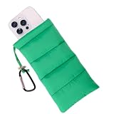 Lyreh Funda Térmica para Teléfono, de Plumón de Algodón Cálida con Funda Protectora Evita la Congelación y el Sobrecalentamiento con Mosquetón Ideal Exteriores Camping Senderismo y Esquí (Verde)