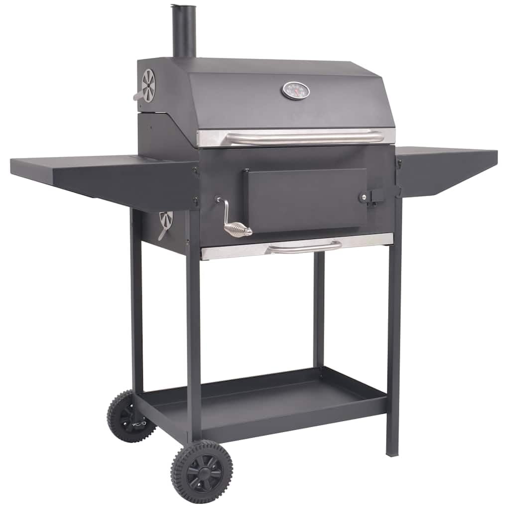 Barbecue a carbone con affumicatore, nero