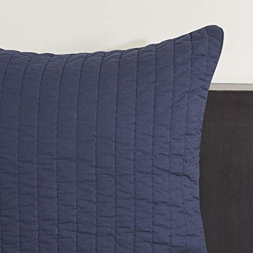 Image of INK+IVY 100% Cotton Single Euro Sham - European Square Decorative Pillow Cover, Hidden Zipper Closure (Pillow Insert NOT Included), Camila, Quilted Navy 26 inchx26 inch