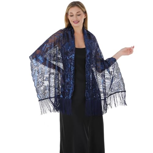 Sequin Lace Shawl Wrap for Women Floral Evening Party Formal Shawls Dressy Cover Up Girls Wraps Wedding4