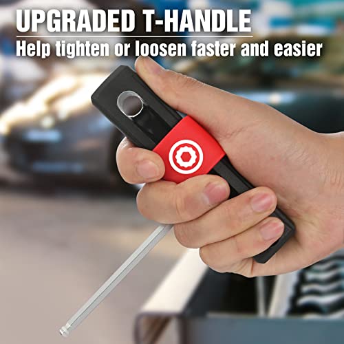 Duratech Allen Wrench Set, T-Handle Hex Key Set, 13 Pieces Long Arm Ball End Hex Wrench Set, S2 Steel, Sae 1/20-3/8 Inches #TOP2