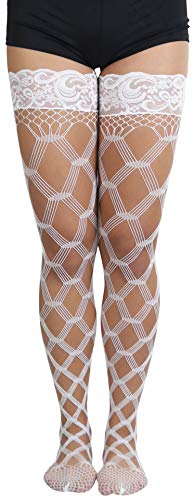 Image of ToBeInStyle Women's Multi-Strand Large Diamond Fence Net Thigh High Stockings